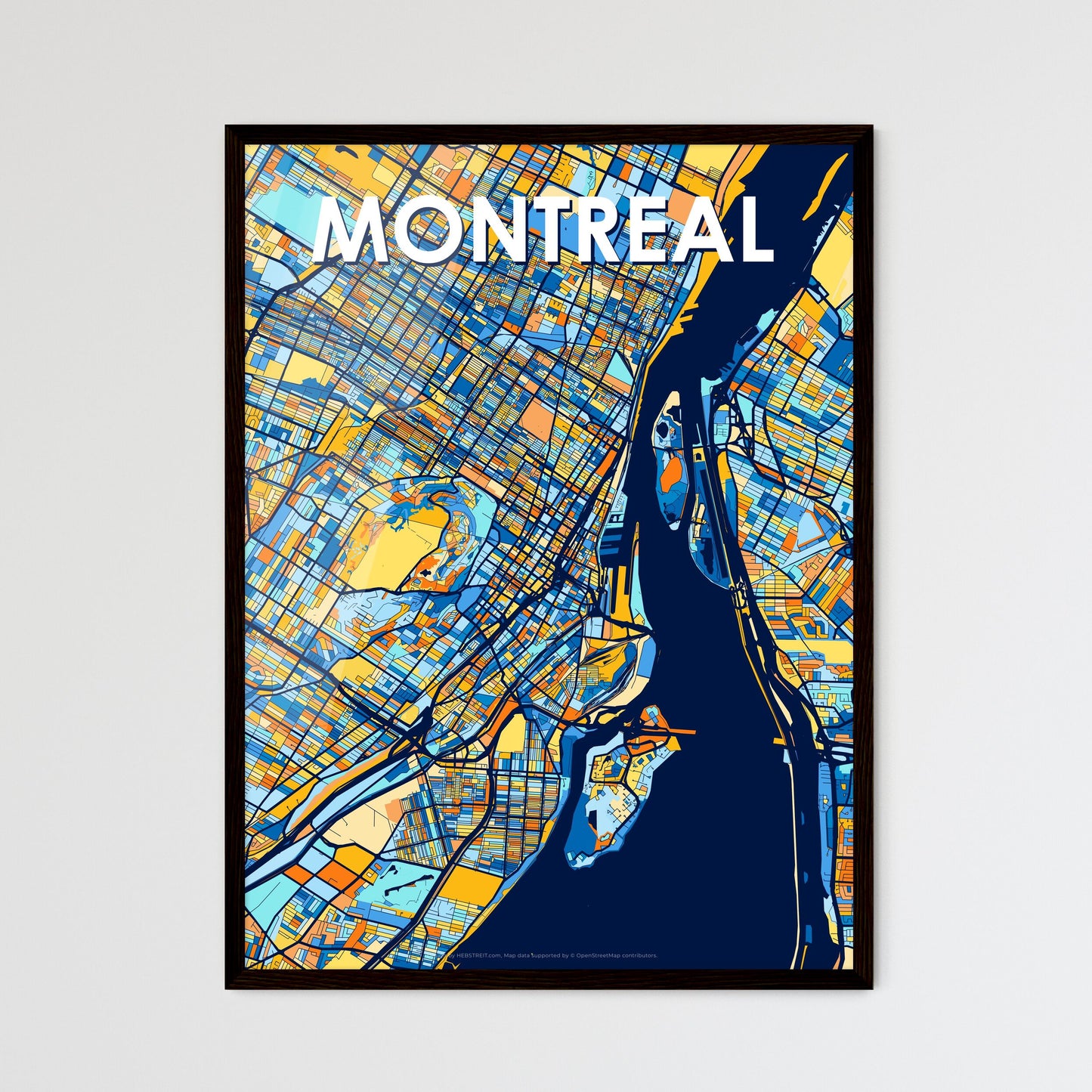 MONTREAL CANADA Vibrant Colorful Art Map Poster Blue Orange