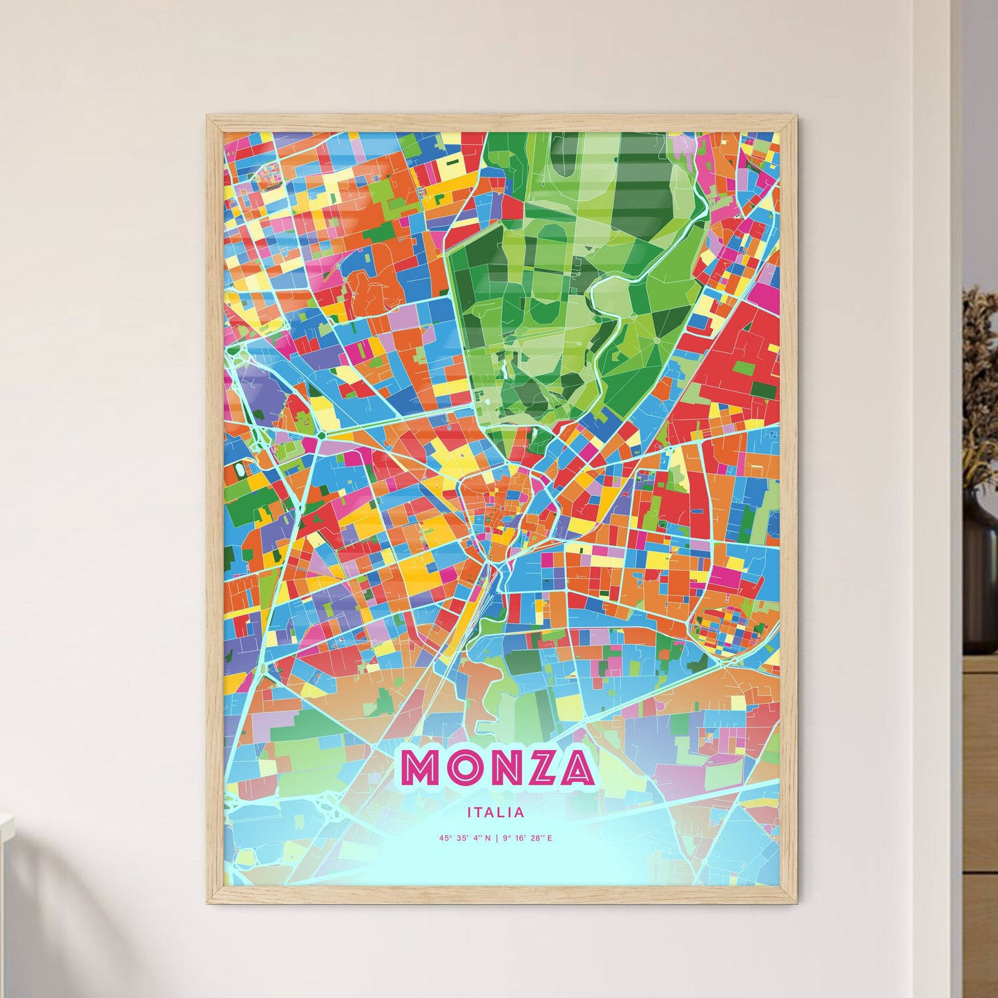 Colorful Monza Italy Fine Art Map Crazy Colors