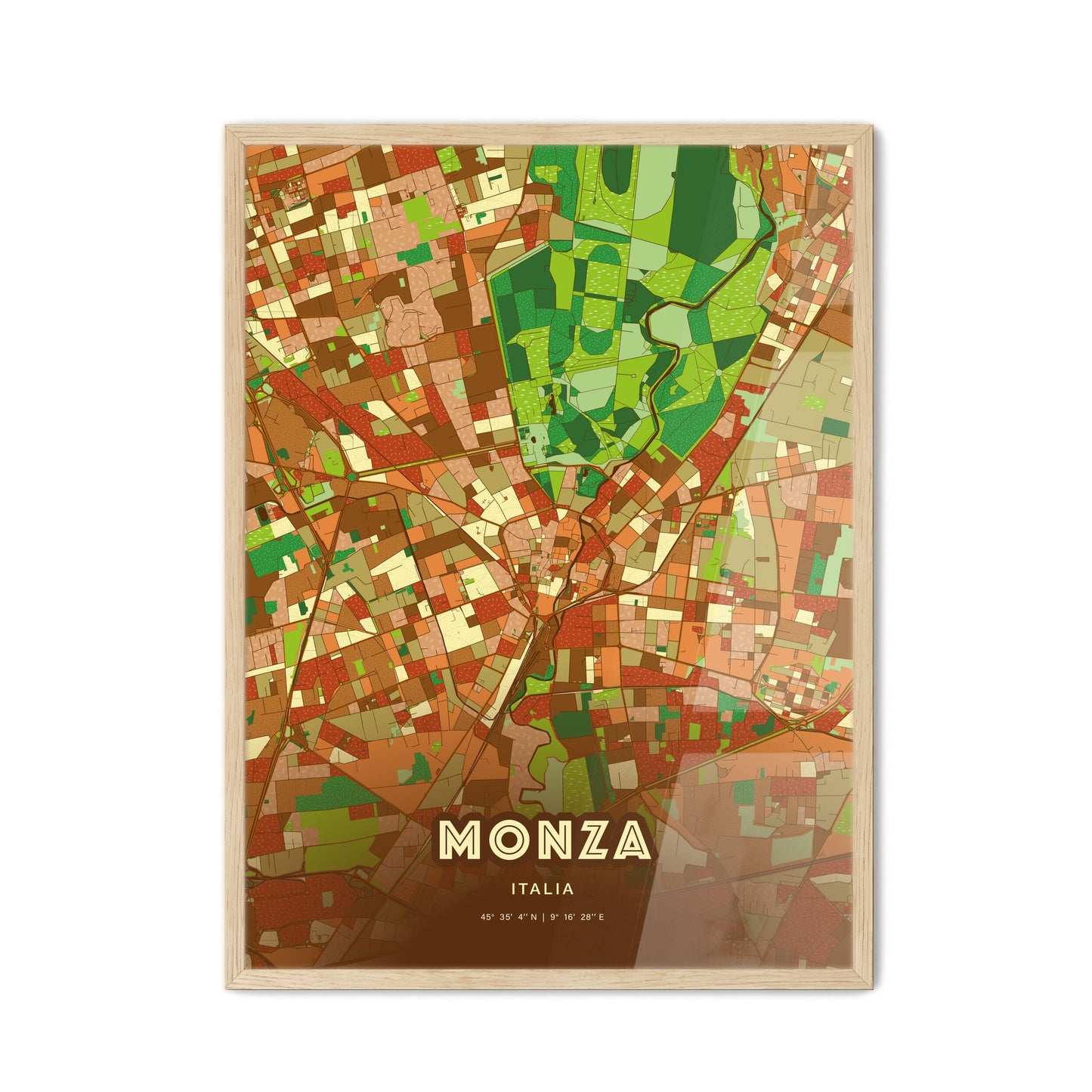 Colorful Monza Italy Fine Art Map Farmhouse