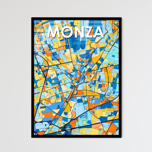 MONZA ITALY Vibrant Colorful Art Map Poster Blue Orange