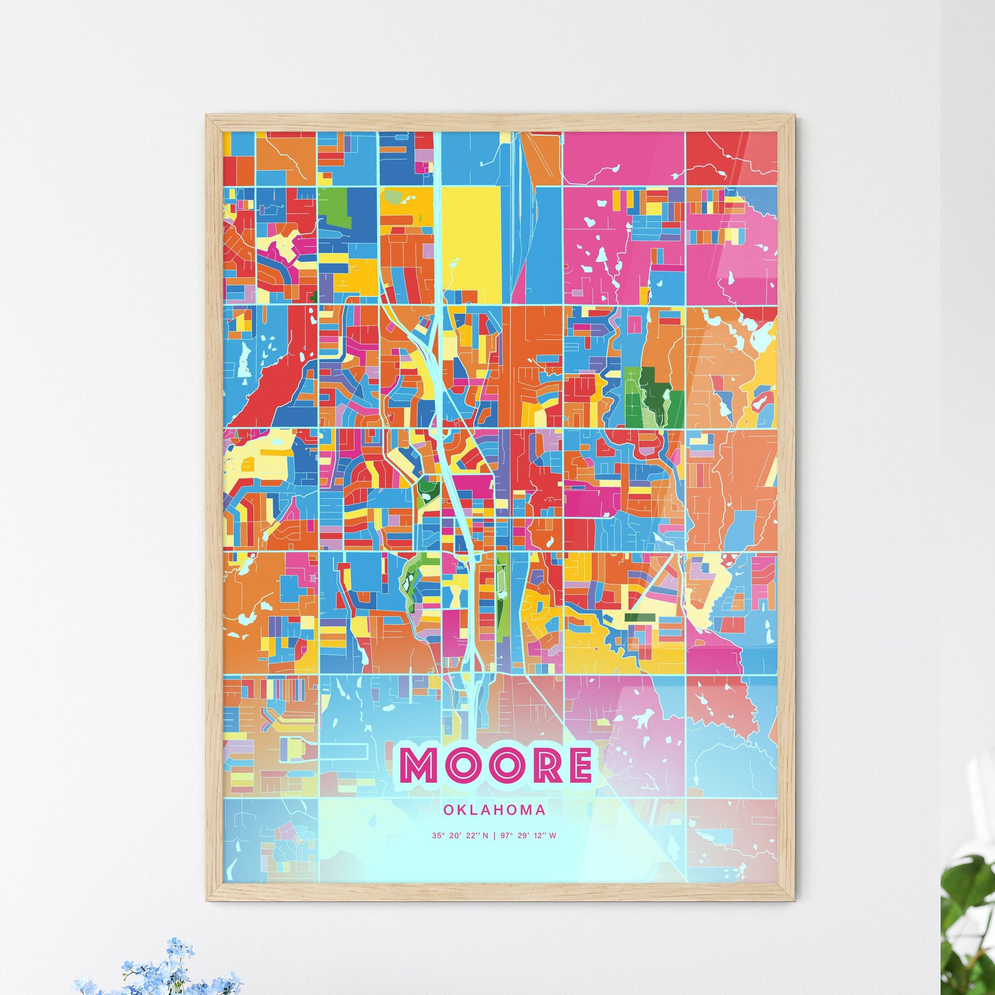 Colorful Moore Oklahoma Fine Art Map Crazy Colors