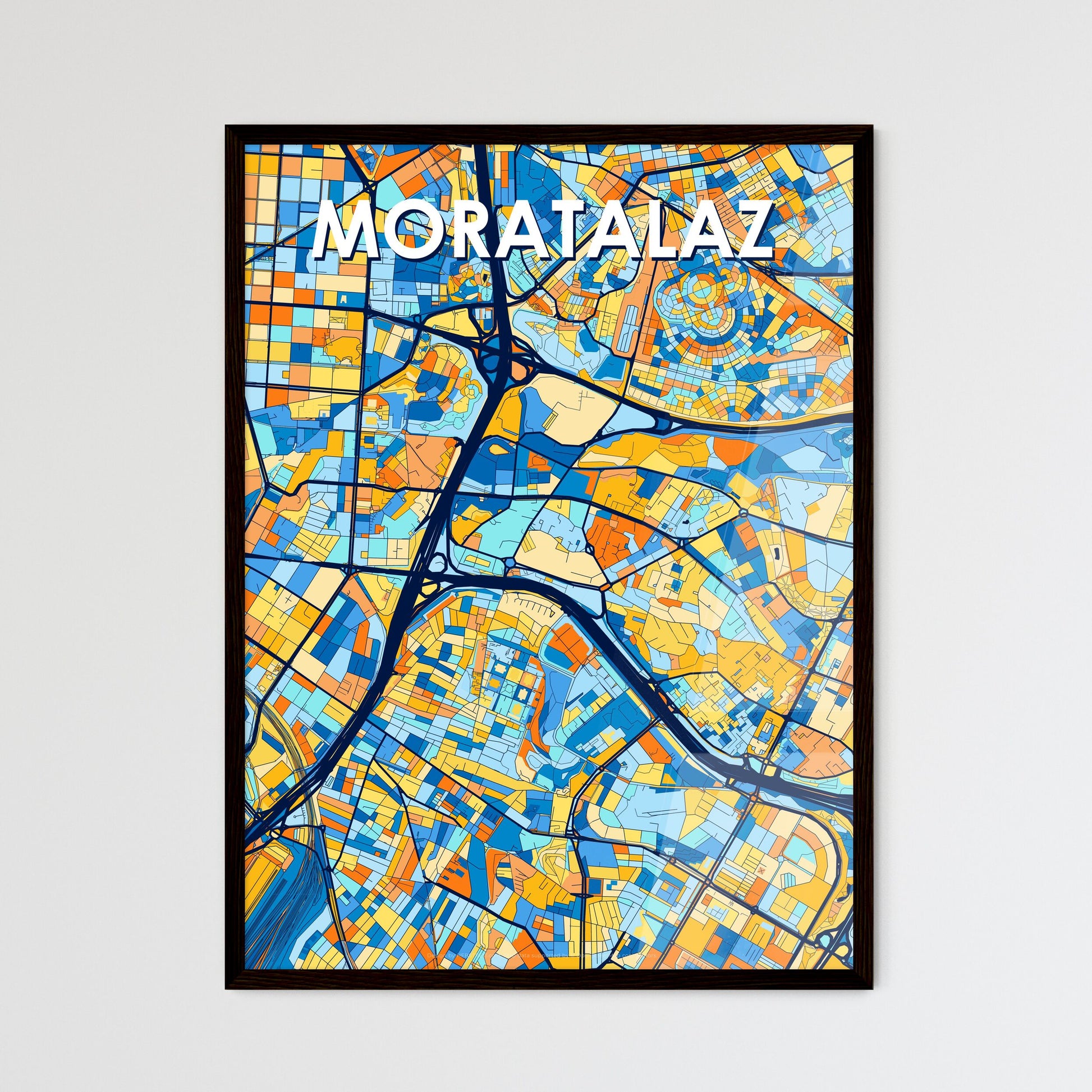 MORATALAZ SPAIN Vibrant Colorful Art Map Poster Blue Orange