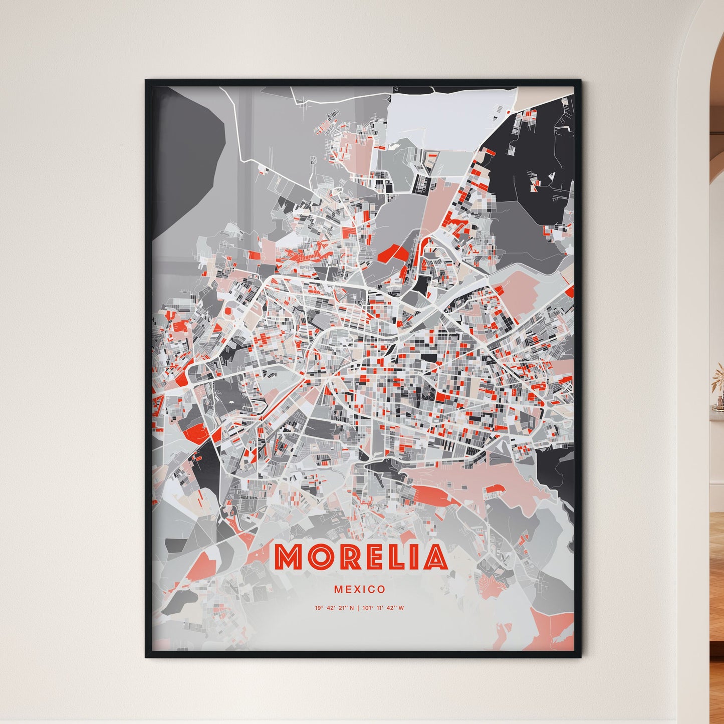 Colorful Morelia Mexico Fine Art Map Modern Expressive