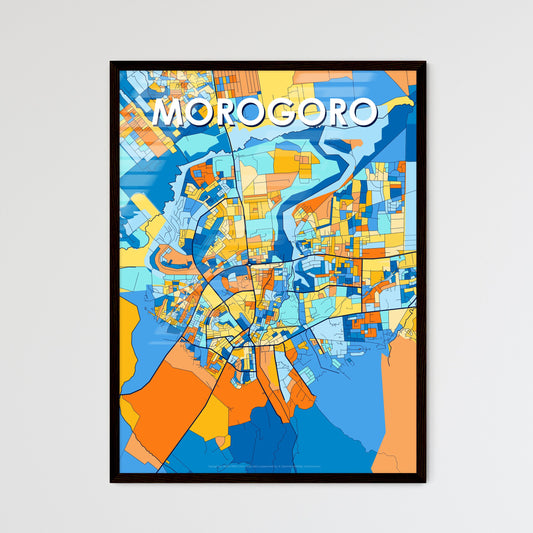 MOROGORO TANZANIA Vibrant Colorful Art Map Poster Blue Orange