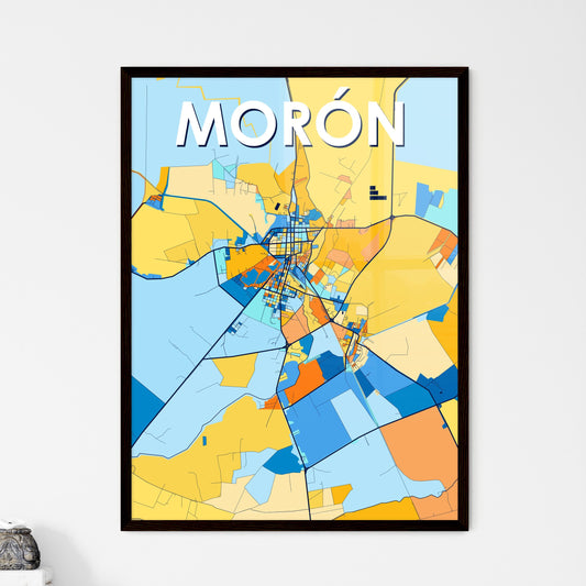 MORÓN CUBA Vibrant Colorful Art Map Poster Blue Orange