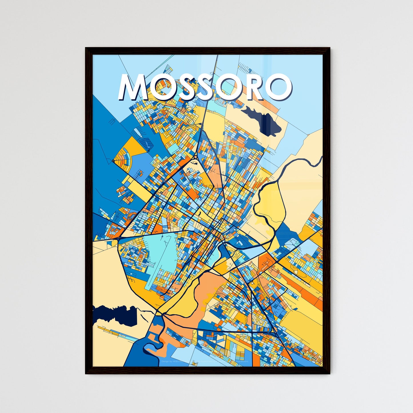 MOSSORO BRAZIL Vibrant Colorful Art Map Poster Blue Orange