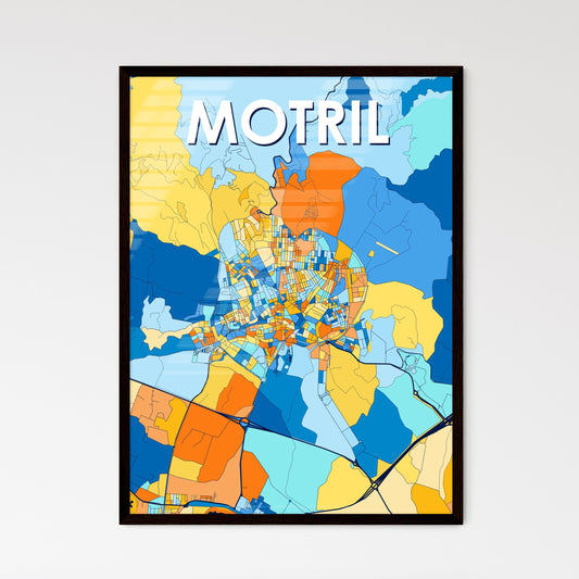 MOTRIL SPAIN Vibrant Colorful Art Map Poster Blue Orange