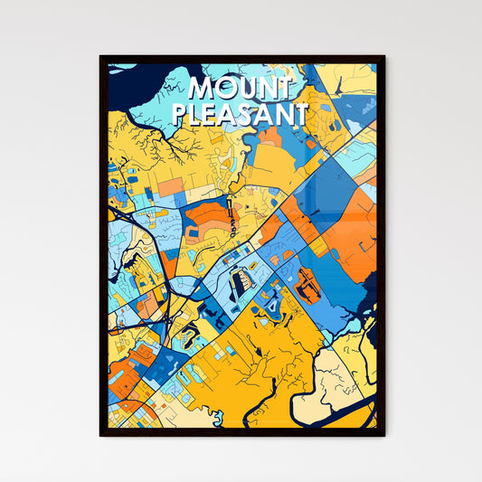 MOUNT PLEASANT SOUTH CAROLINA Vibrant Colorful Art Map Poster Blue Orange