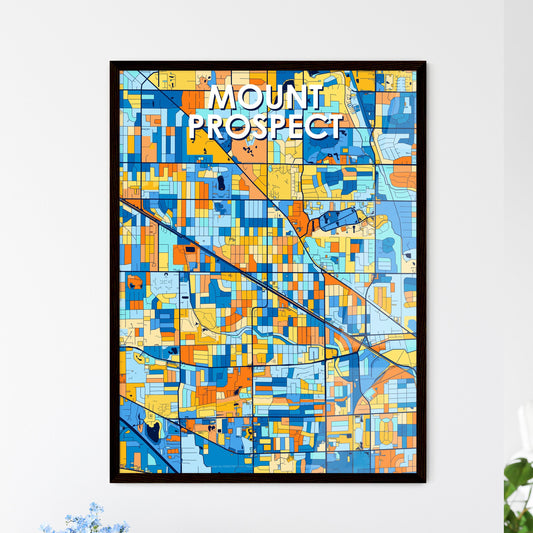 MOUNT PROSPECT ILLINOIS Vibrant Colorful Art Map Poster Blue Orange