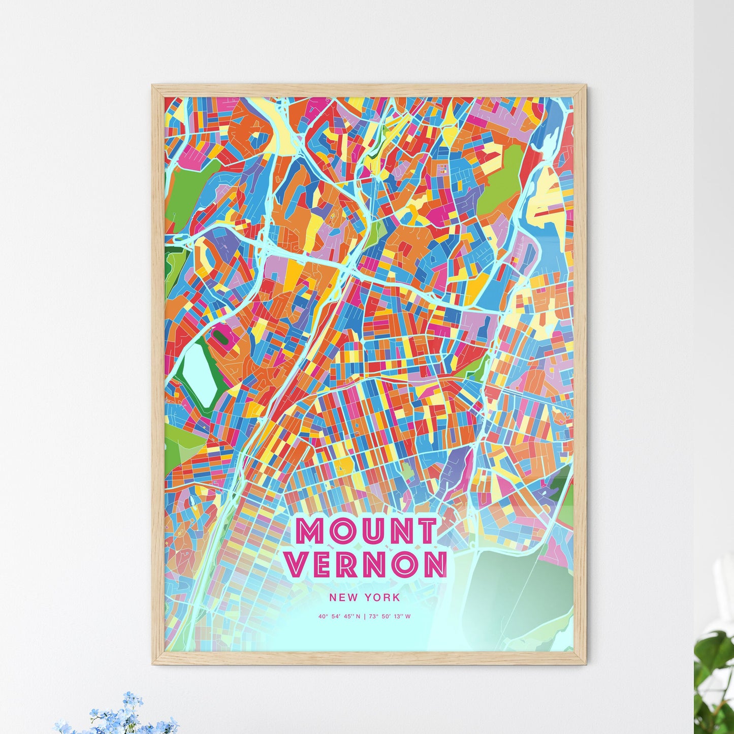 Colorful Mount Vernon New York Fine Art Map Crazy Colors