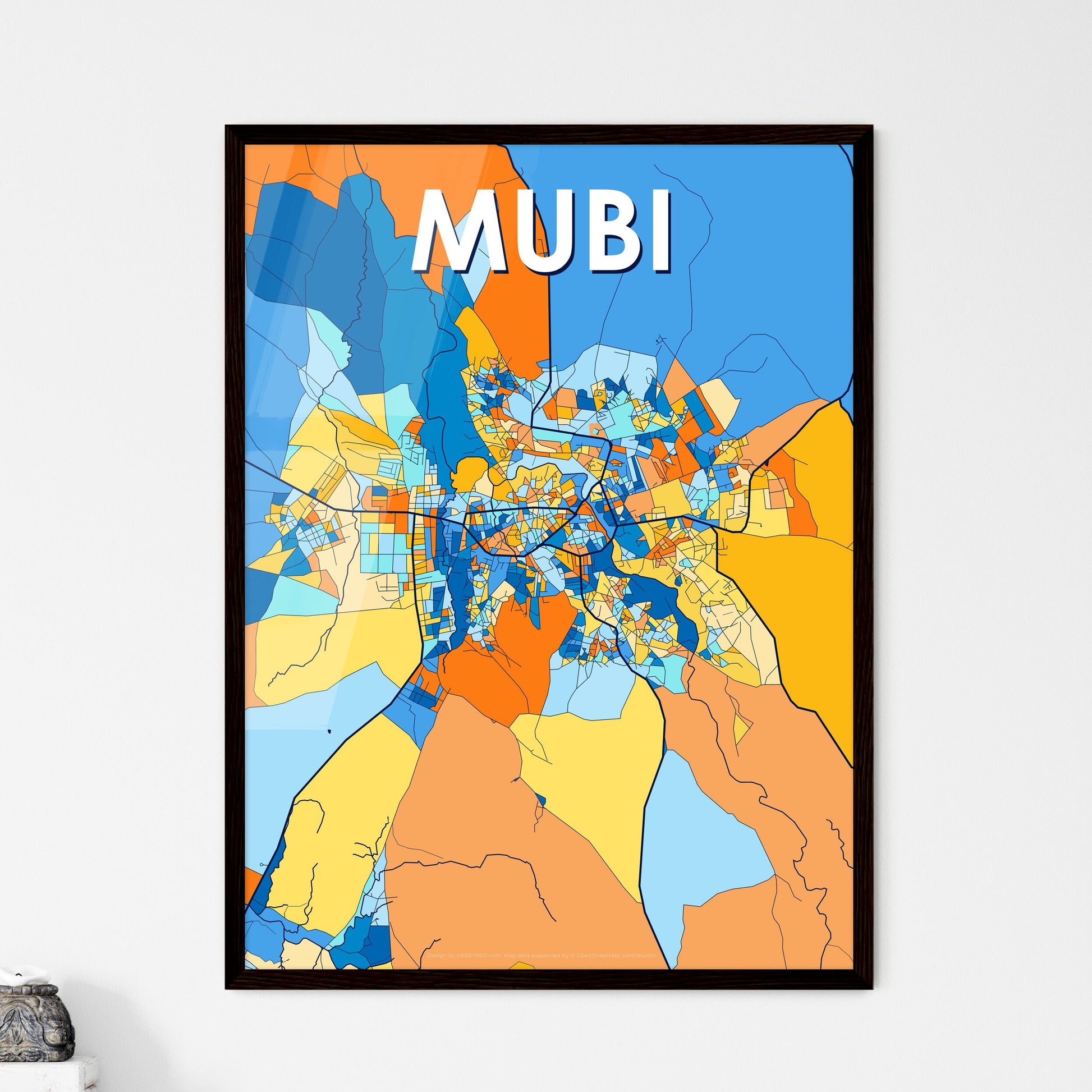 MUBI NIGERIA Vibrant Colorful Art Map Poster Blue Orange