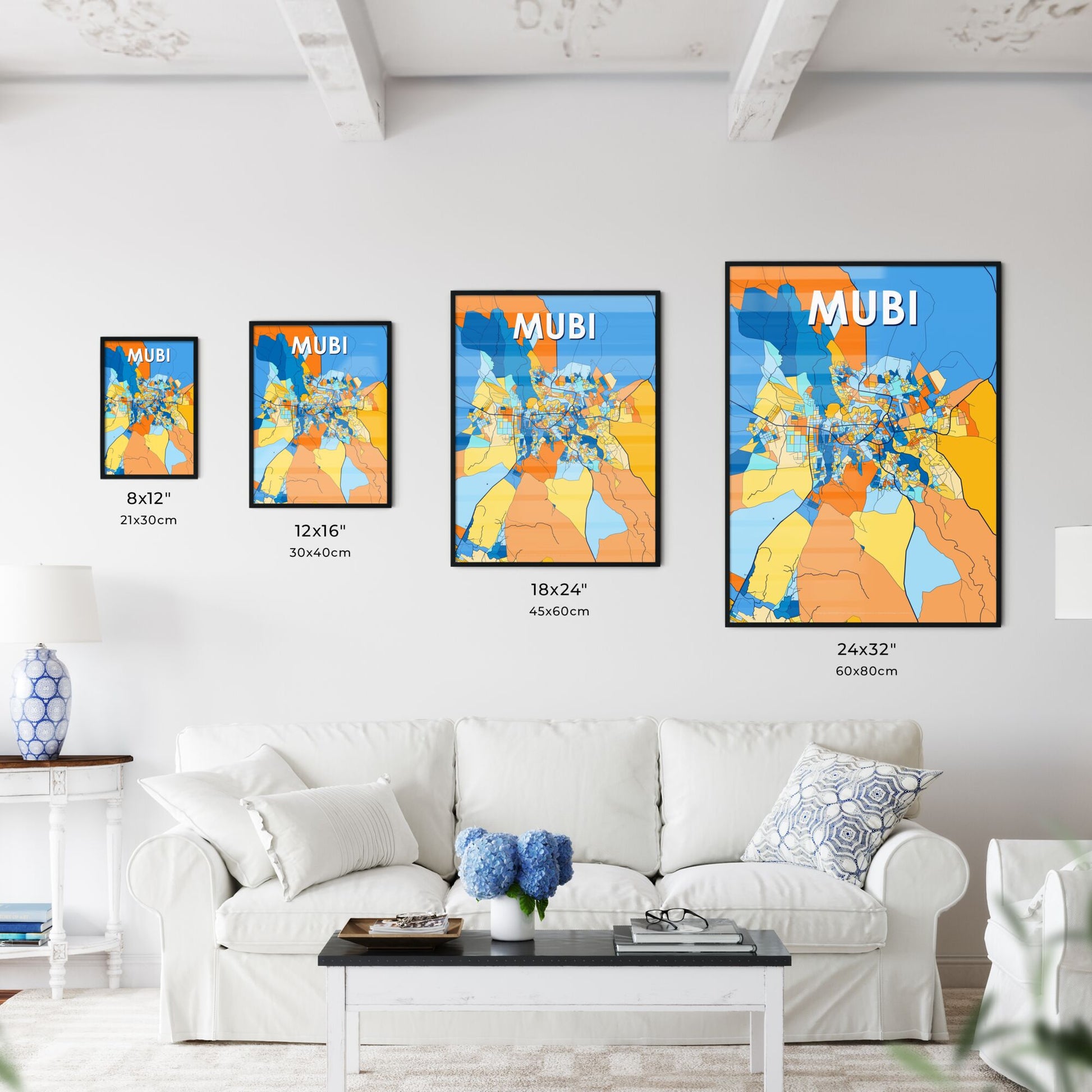 MUBI NIGERIA Vibrant Colorful Art Map Poster Blue Orange