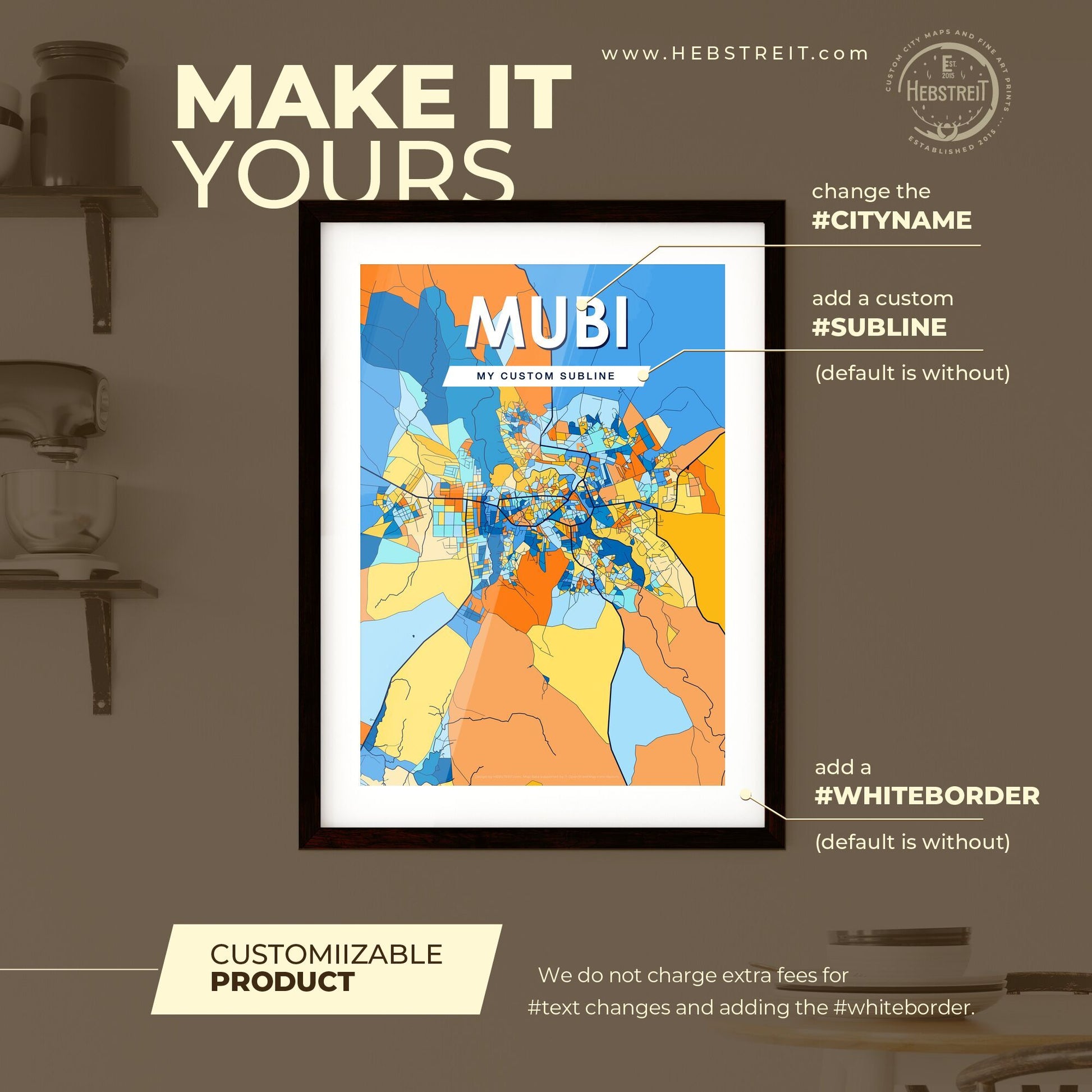 MUBI NIGERIA Vibrant Colorful Art Map Poster Blue Orange