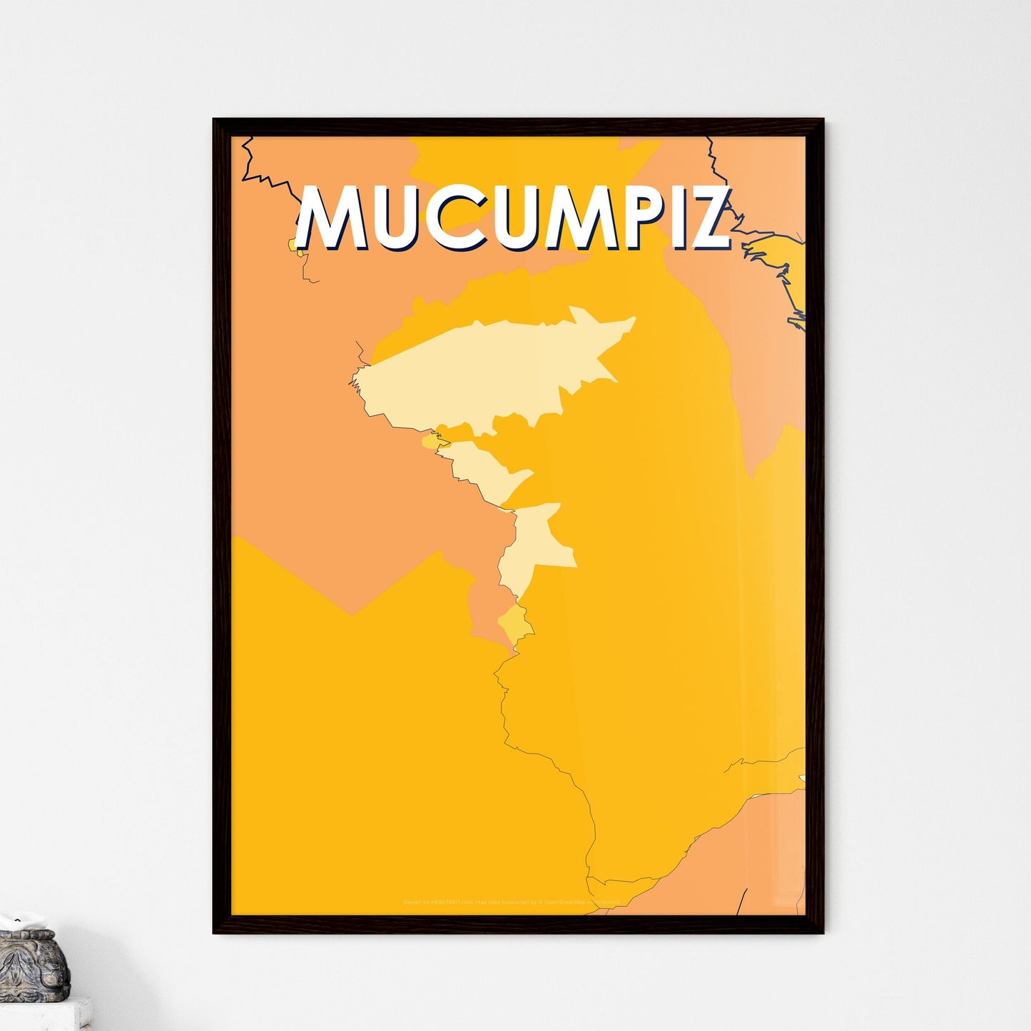 MUCUMPIZ VENEZUELA Vibrant Colorful Art Map Poster Blue Orange