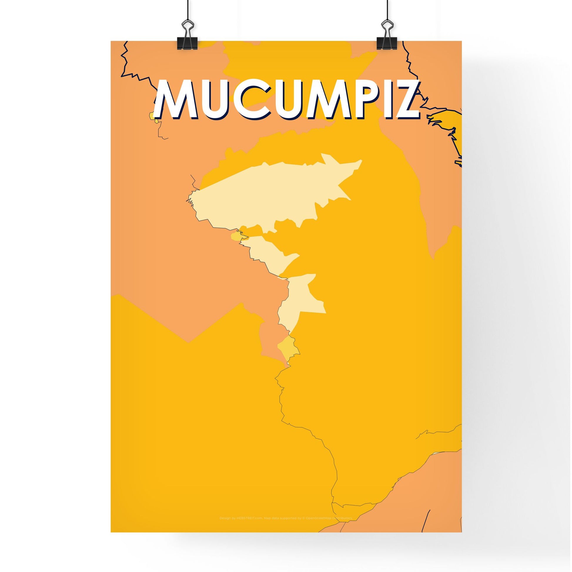 MUCUMPIZ VENEZUELA Vibrant Colorful Art Map Poster Blue Orange