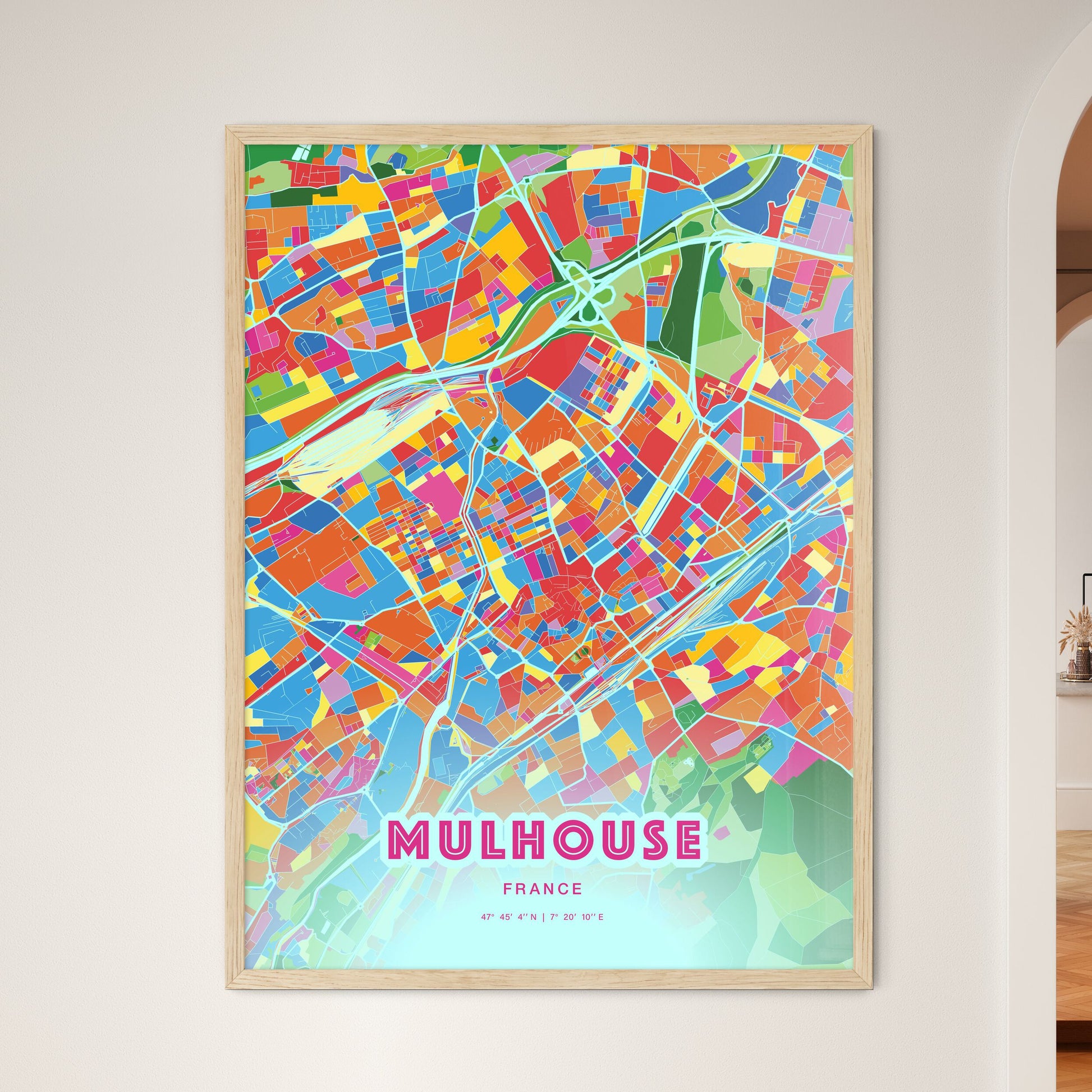 Colorful Mulhouse France Fine Art Map Crazy Colors