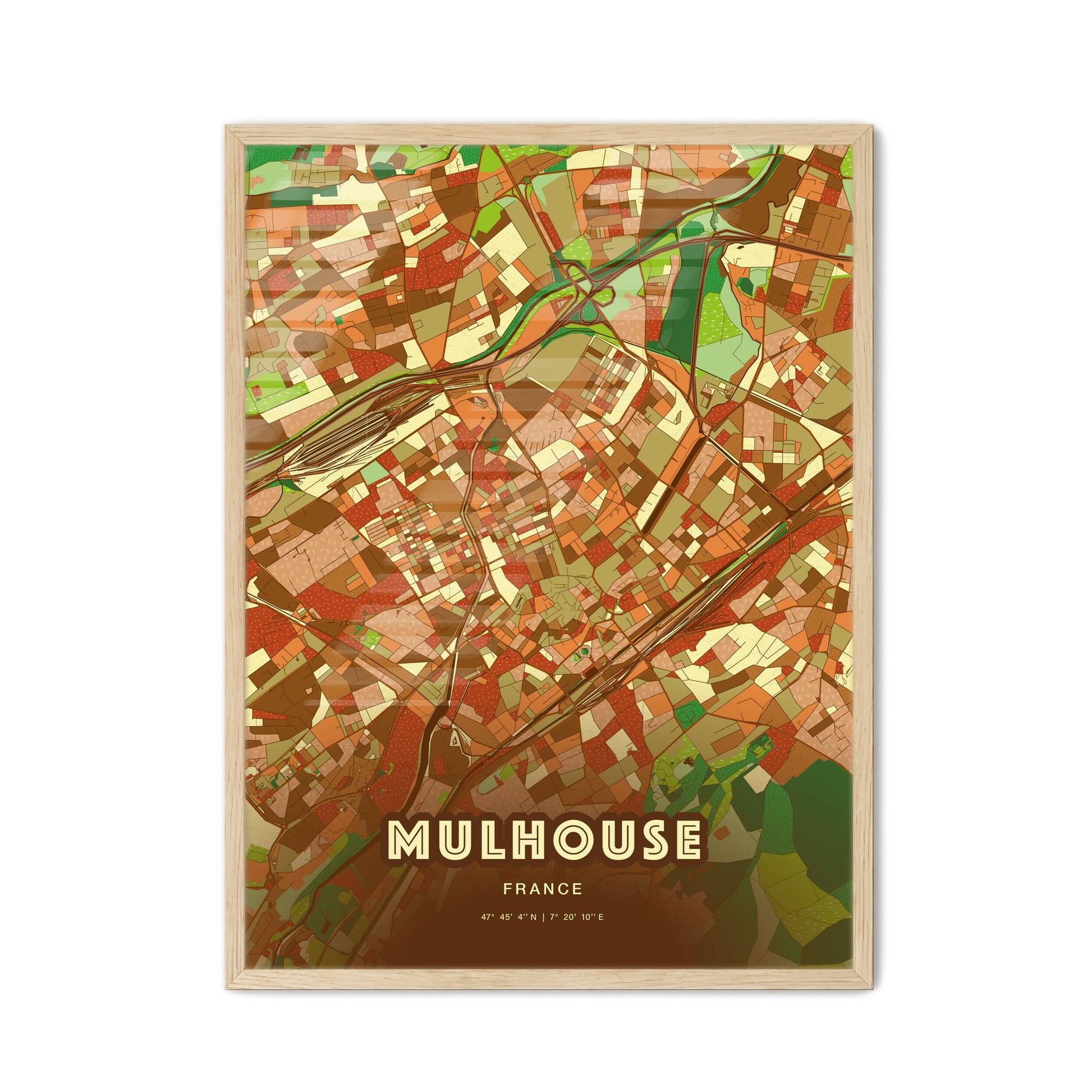 Colorful Mulhouse France Fine Art Map Farmhouse