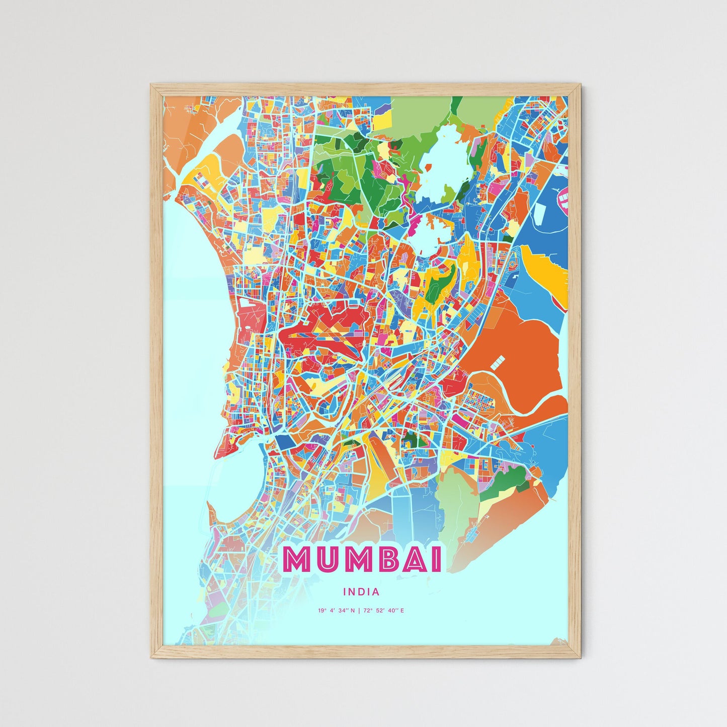 Colorful Mumbai India Fine Art Map Crazy Colors
