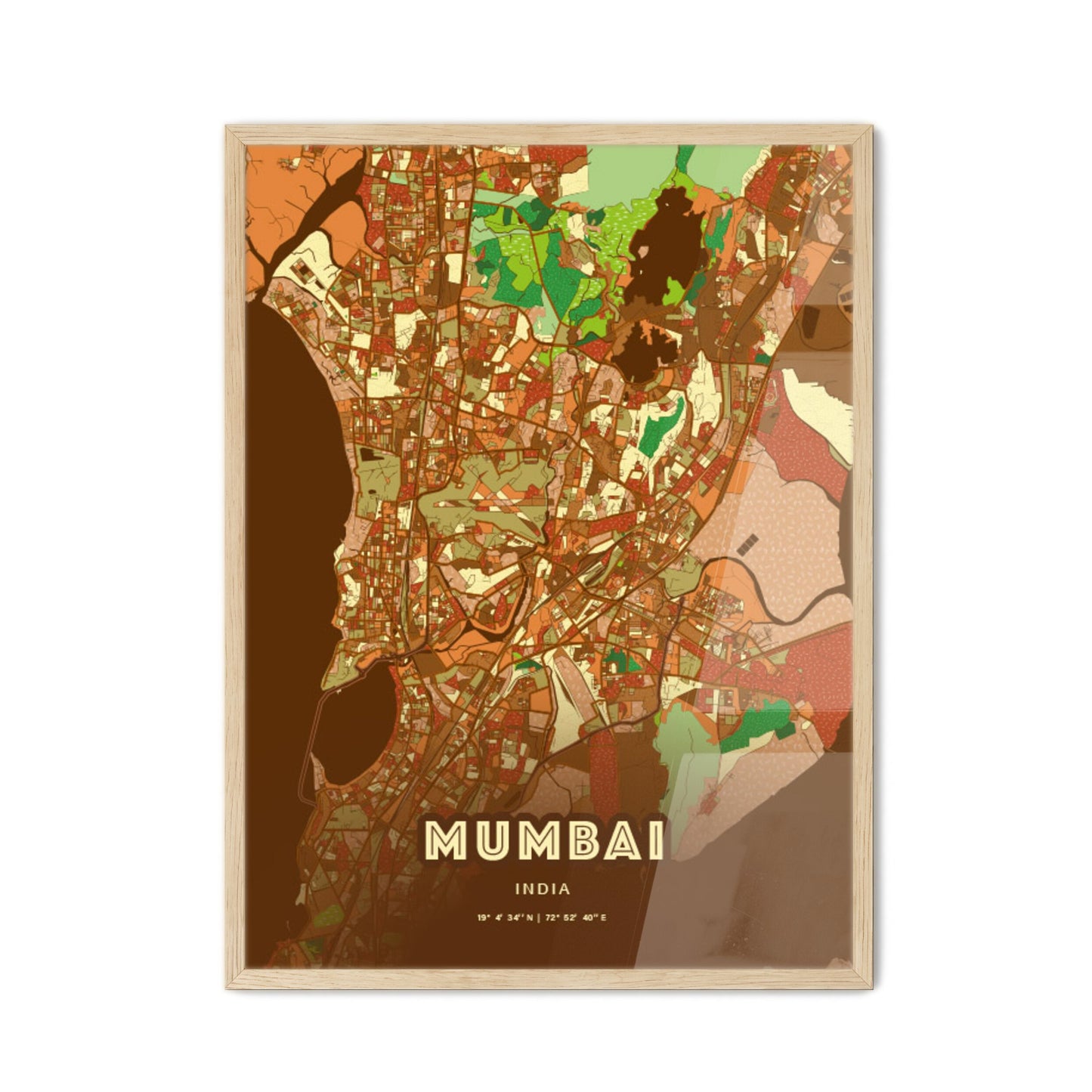 Colorful Mumbai India Fine Art Map Farmhouse