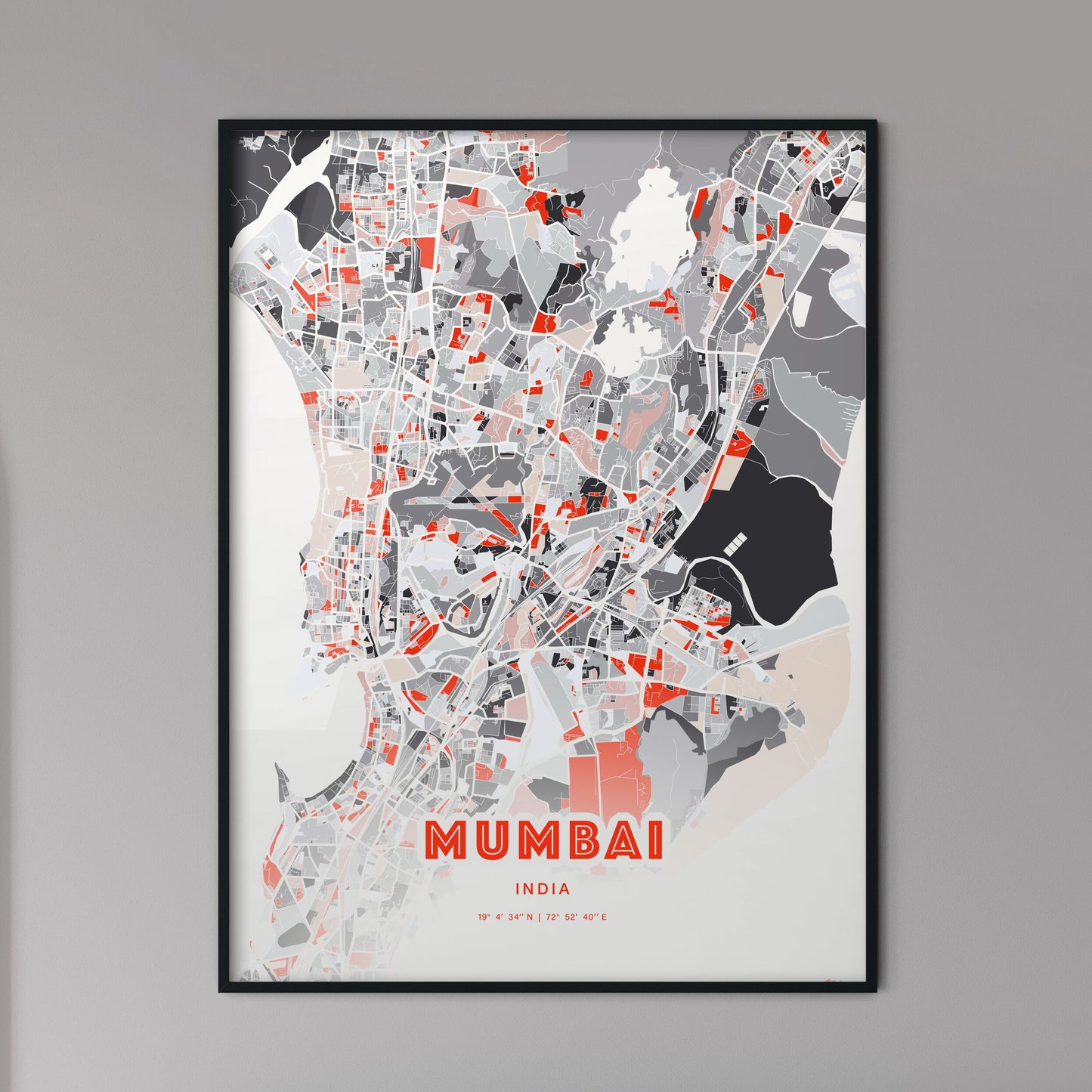 Colorful Mumbai India Fine Art Map Modern Expressive