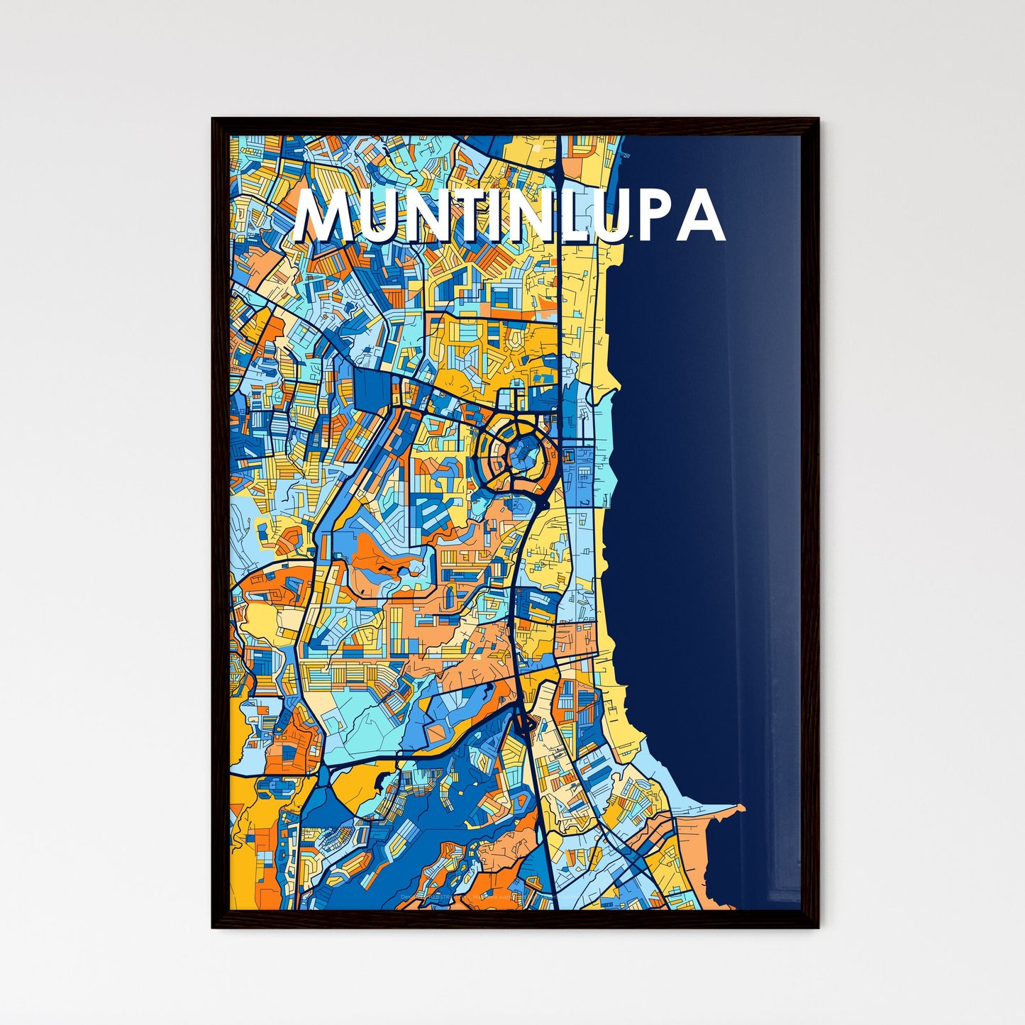 MUNTINLUPA PHILIPPINES Vibrant Colorful Art Map Poster Blue Orange