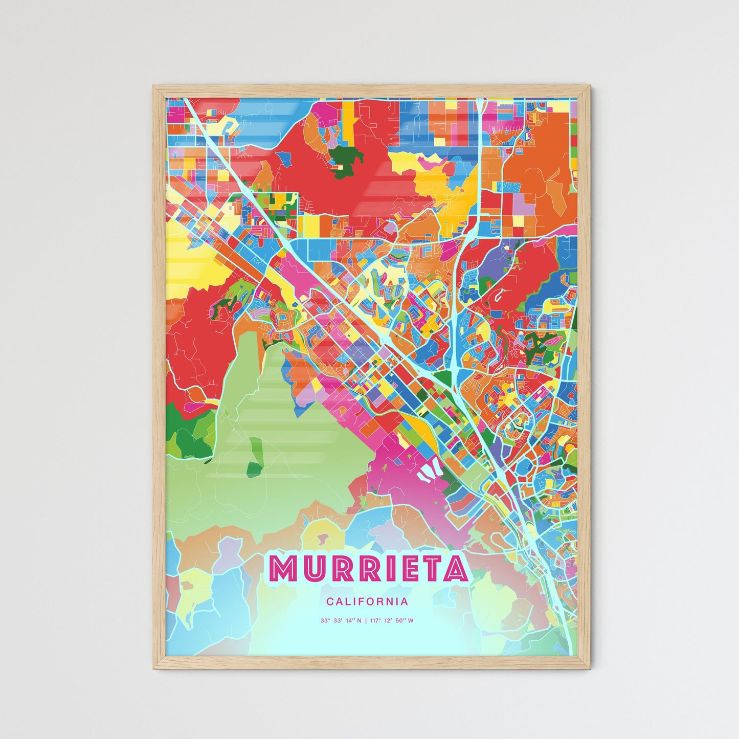 Colorful Murrieta California Fine Art Map Crazy Colors