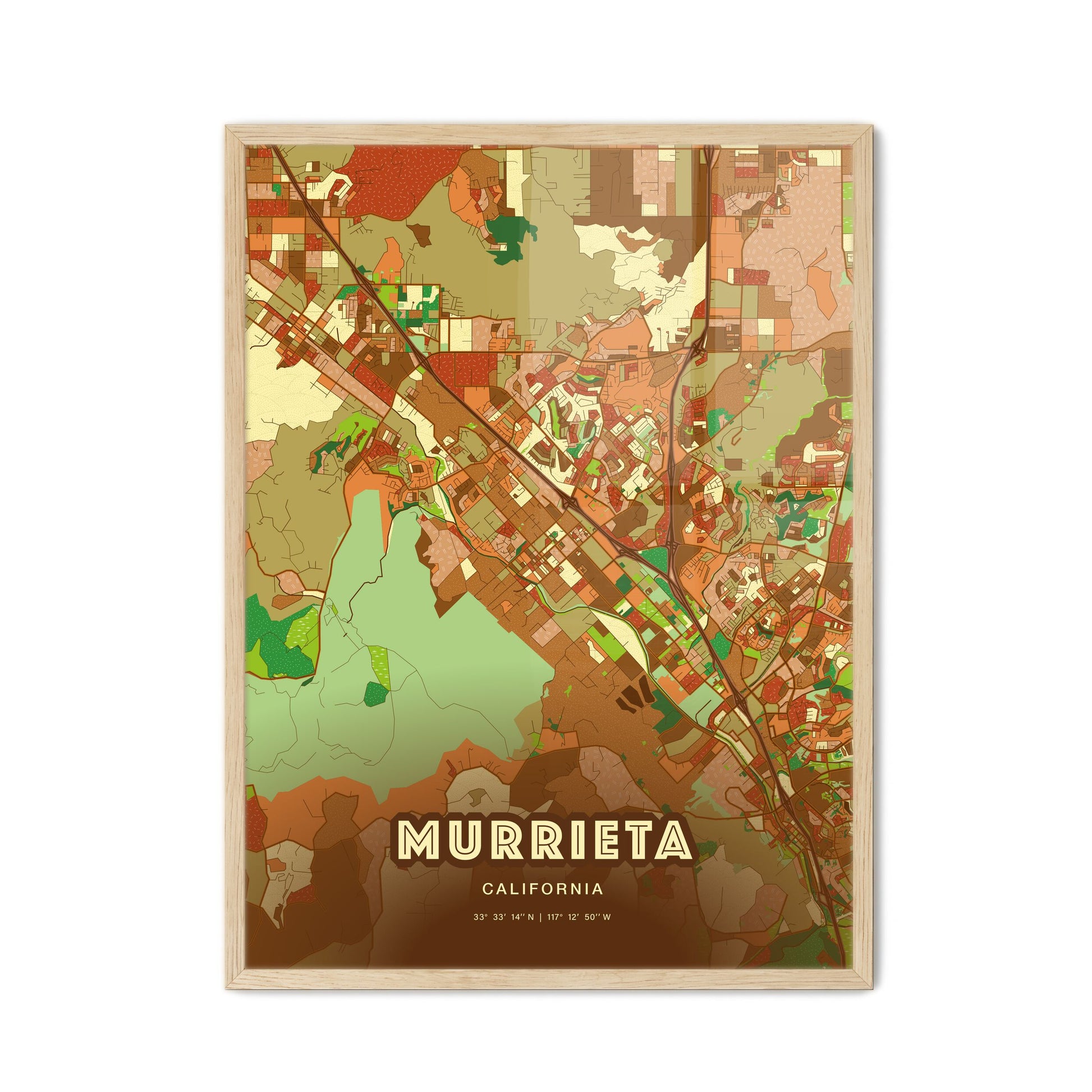 Colorful Murrieta California Fine Art Map Farmhouse