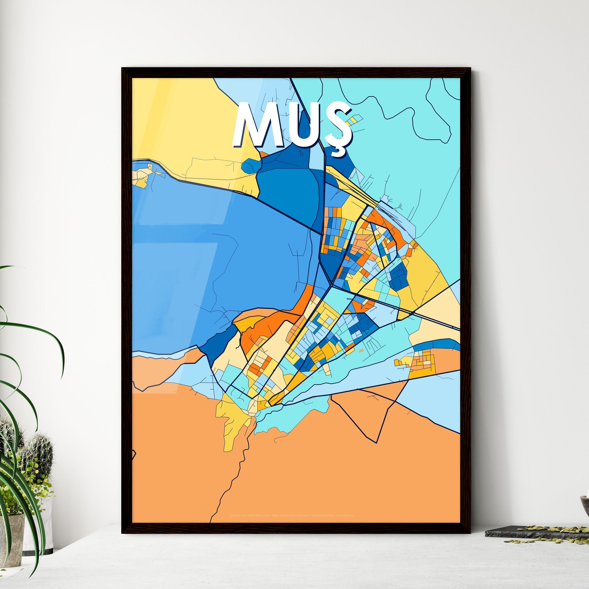 Muş Turkey Vibrant Map Poster – HEBSTREIT
