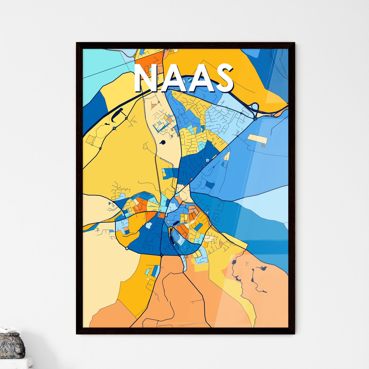 NAAS IRELAND Vibrant Colorful Art Map Poster Blue Orange