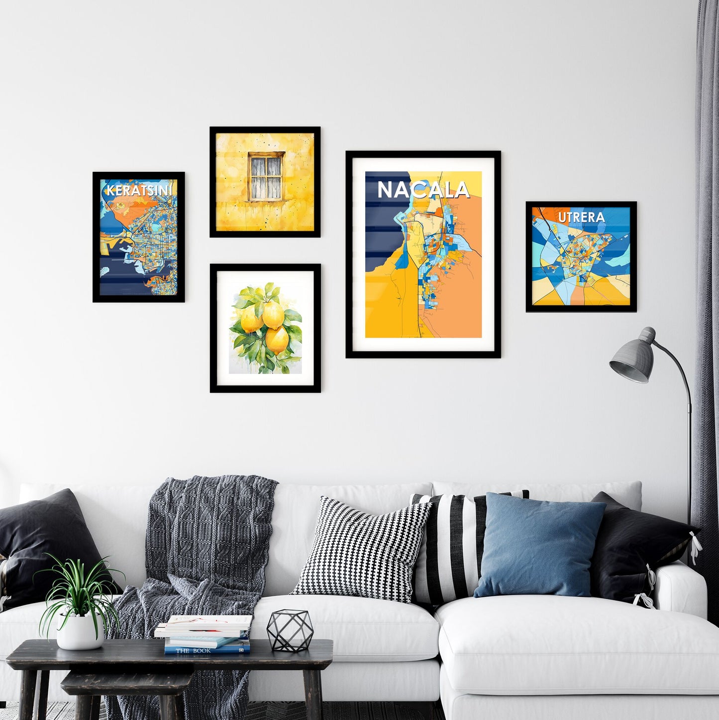 NACALA MOZAMBIQUE Vibrant Colorful Art Map Poster Blue Orange