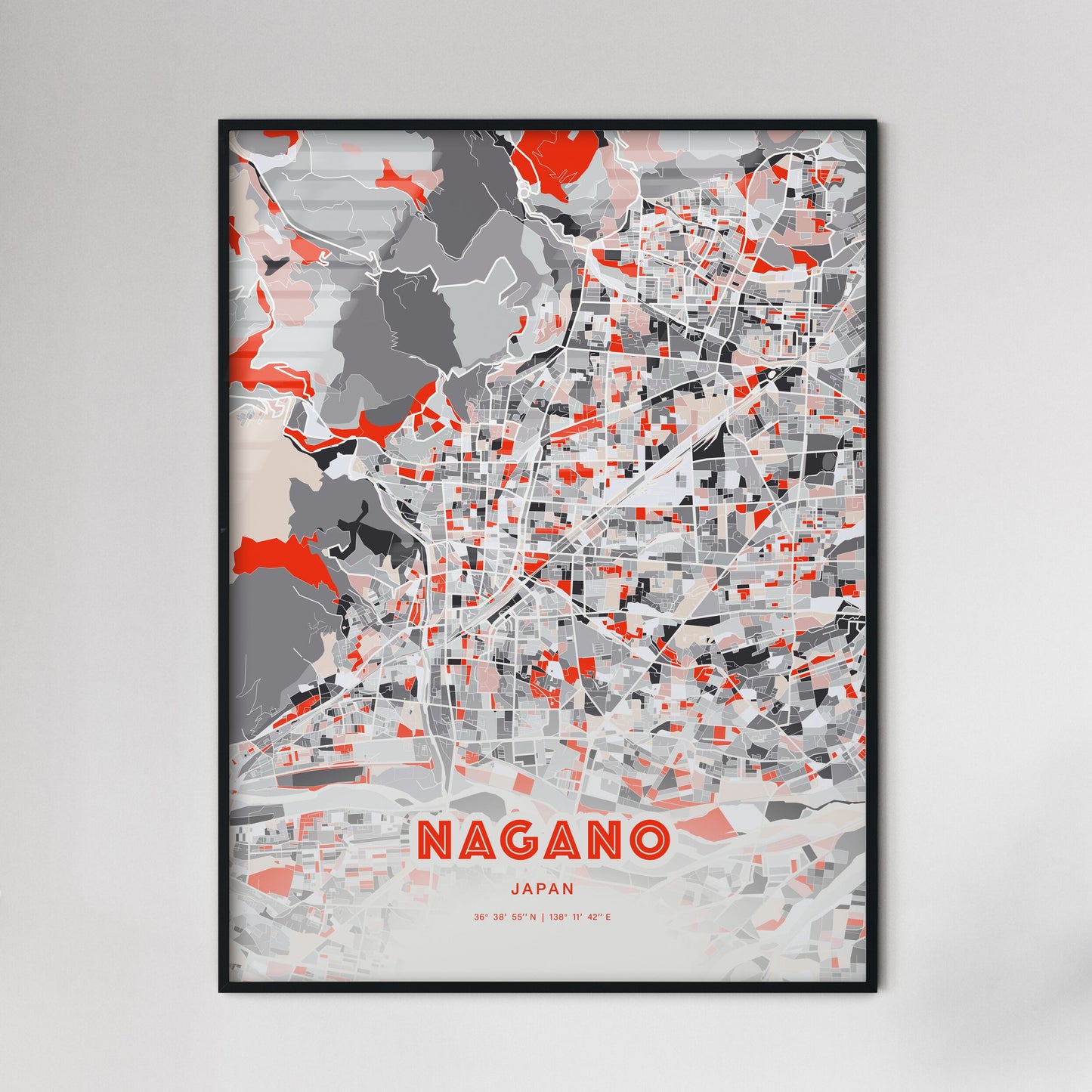 Colorful Nagano Japan Fine Art Map Modern Expressive