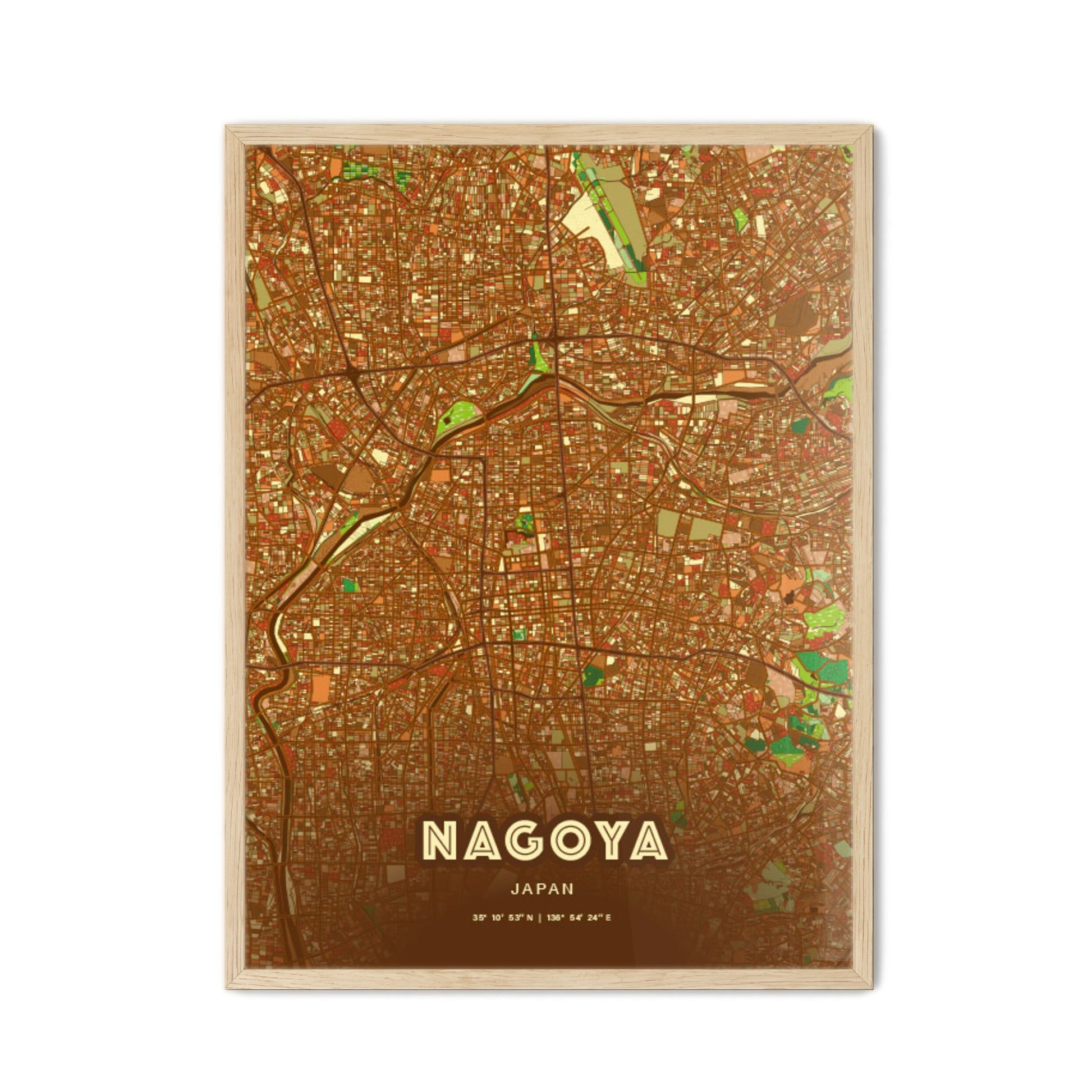 Colorful Nagoya Japan Fine Art Map Farmhouse