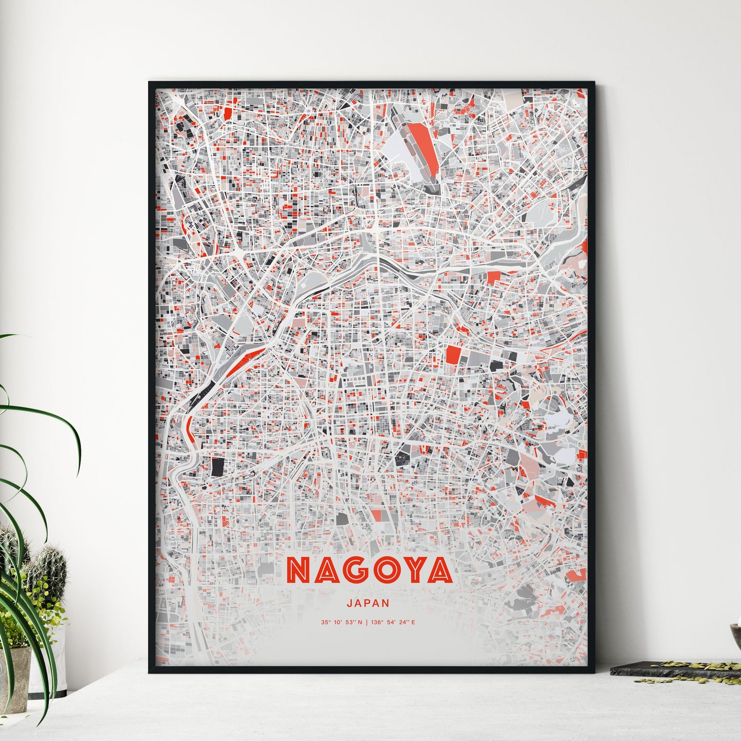 Colorful Nagoya Japan Fine Art Map Modern Expressive