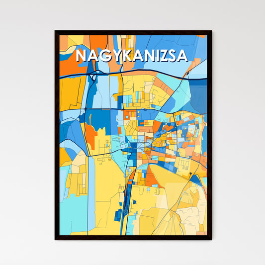 NAGYKANIZSA HUNGARY Vibrant Colorful Art Map Poster Blue Orange