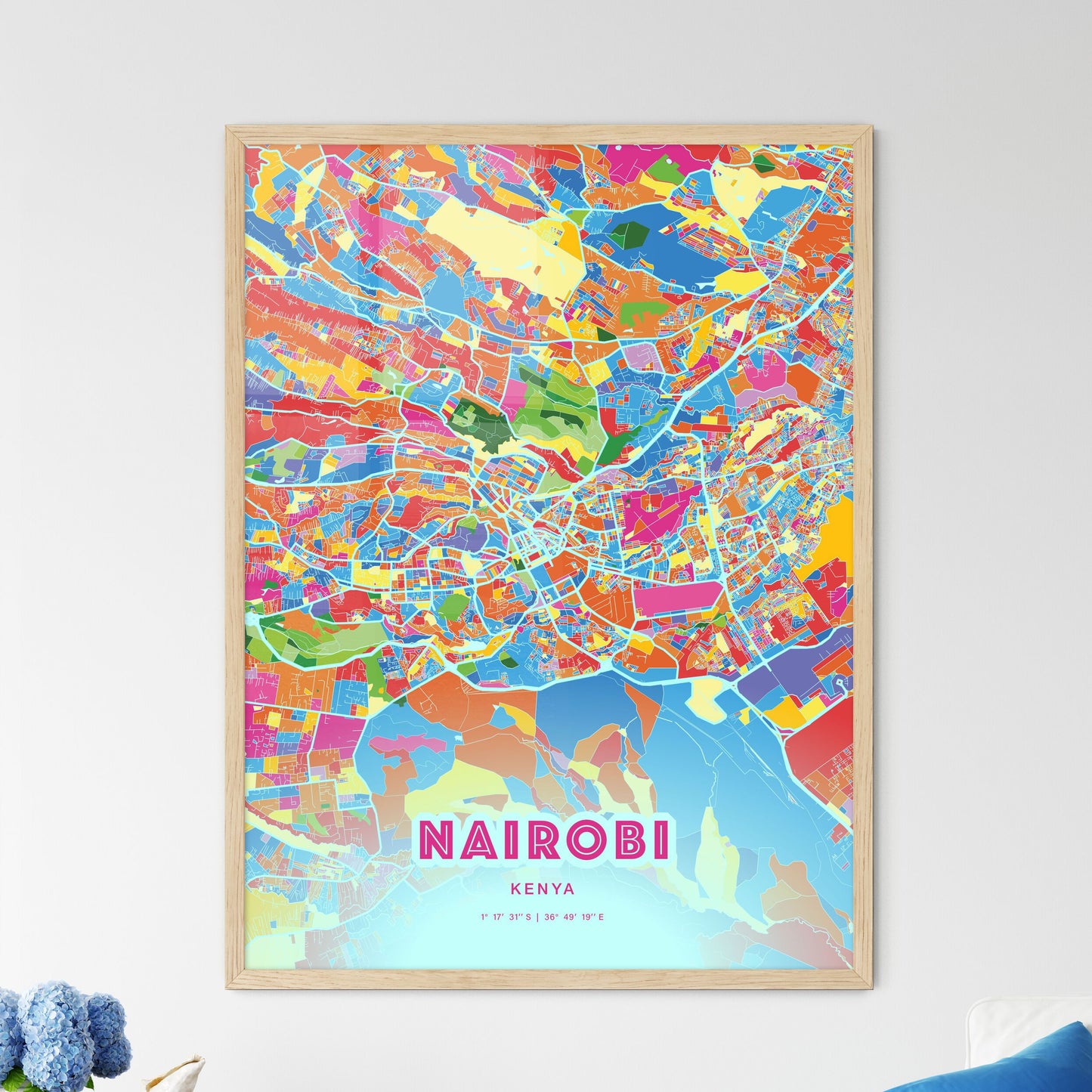 Colorful Nairobi Kenya Fine Art Map Crazy Colors