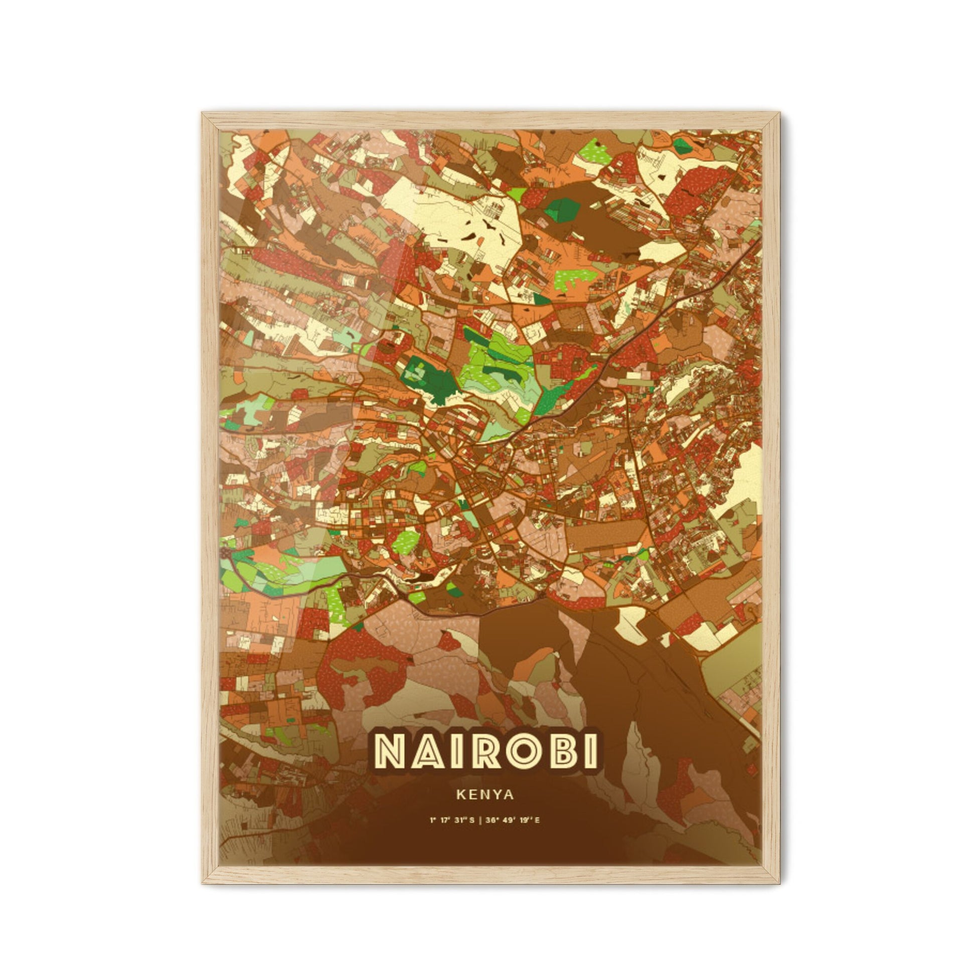 Colorful Nairobi Kenya Fine Art Map Farmhouse