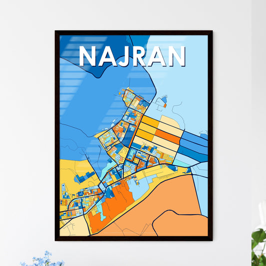 NAJRAN SAUDI ARABIA Vibrant Colorful Art Map Poster Blue Orange