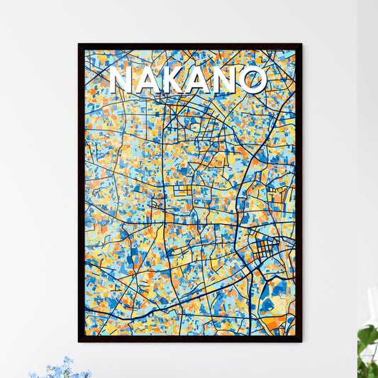 NAKANO JAPAN Vibrant Colorful Art Map Poster Blue Orange