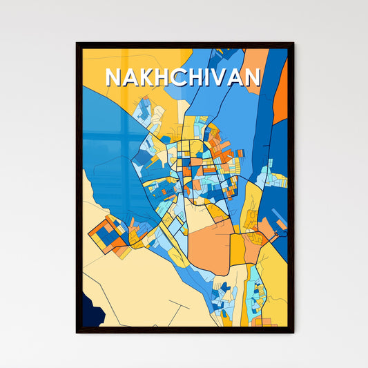 NAKHCHIVAN AZERBAIJAN Vibrant Colorful Art Map Poster Blue Orange