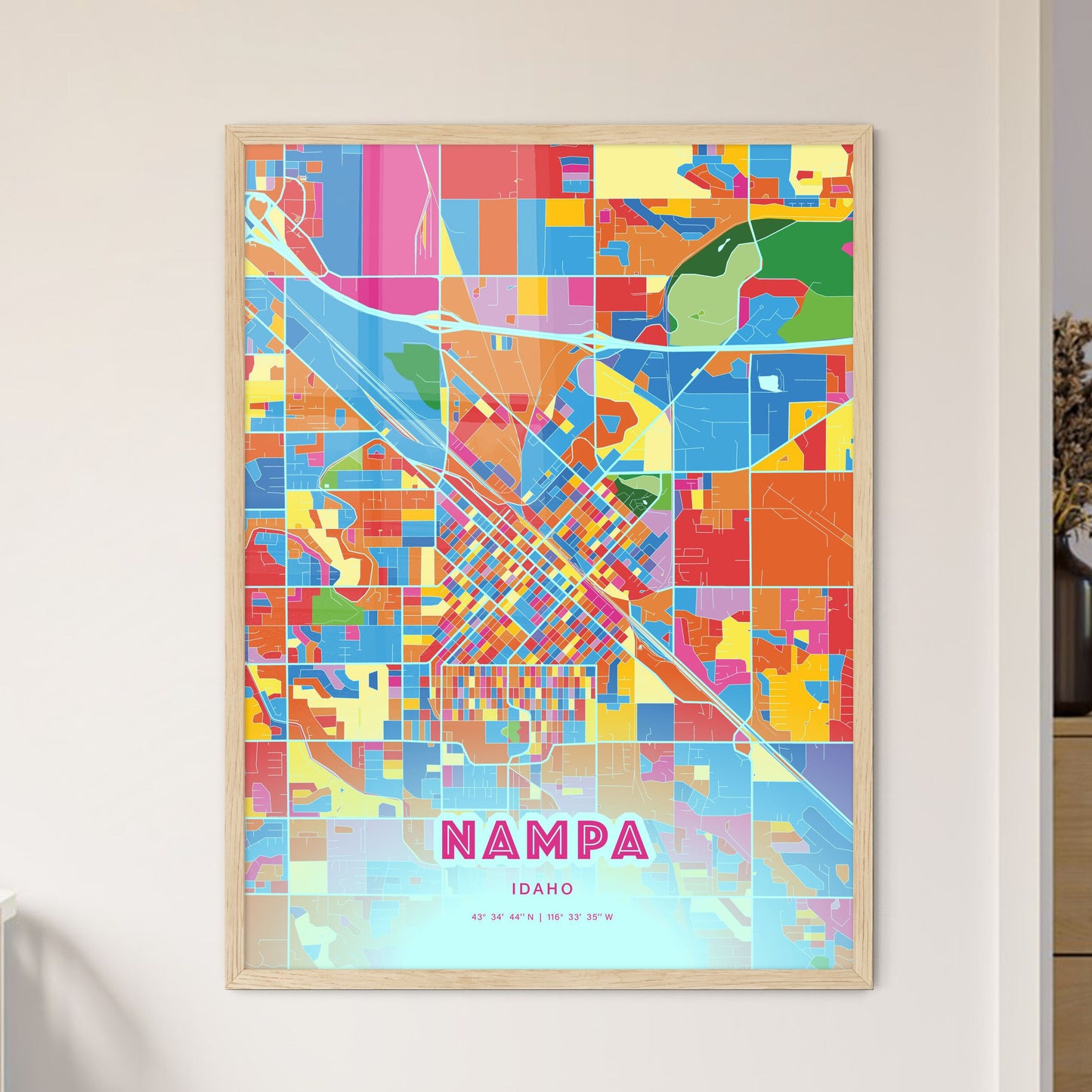 Colorful Nampa Idaho Fine Art Map Crazy Colors