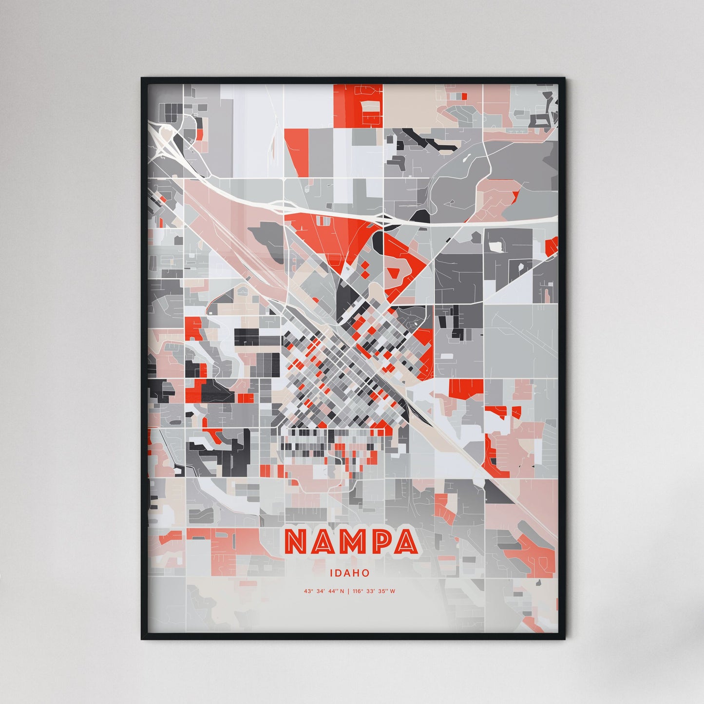 Colorful Nampa Idaho Fine Art Map Modern Expressive