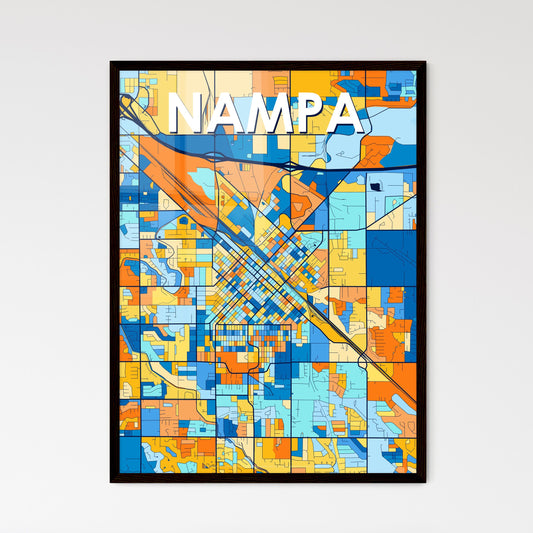 NAMPA IDAHO Vibrant Colorful Art Map Poster Blue Orange