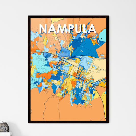 NAMPULA MOZAMBIQUE Vibrant Colorful Art Map Poster Blue Orange