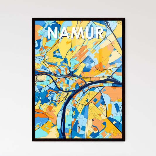 NAMUR BELGIUM Vibrant Colorful Art Map Poster Blue Orange