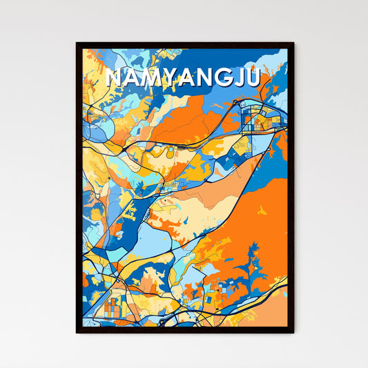 NAMYANGJU SOUTH KOREA Vibrant Colorful Art Map Poster Blue Orange