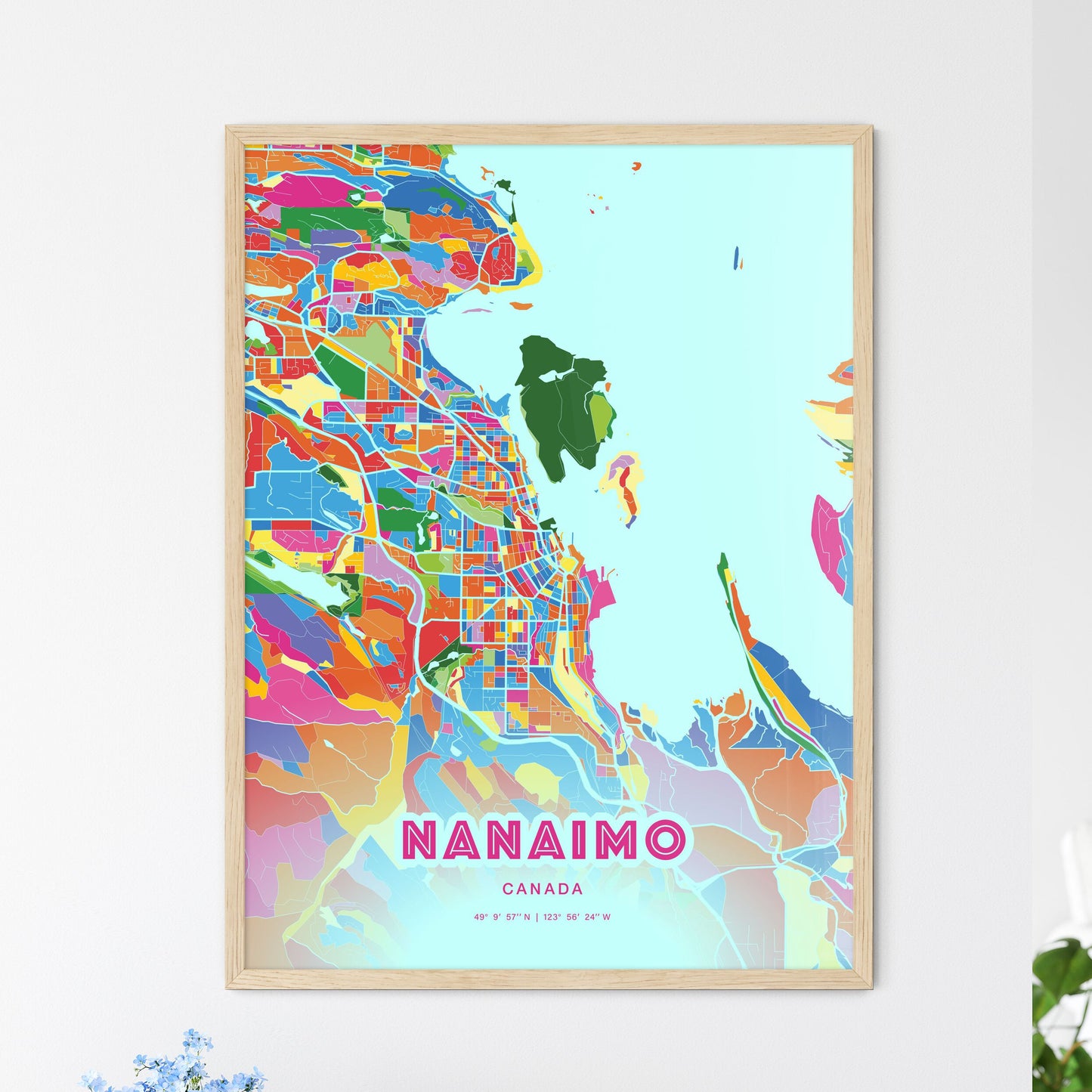 Colorful Nanaimo Canada Fine Art Map Crazy Colors