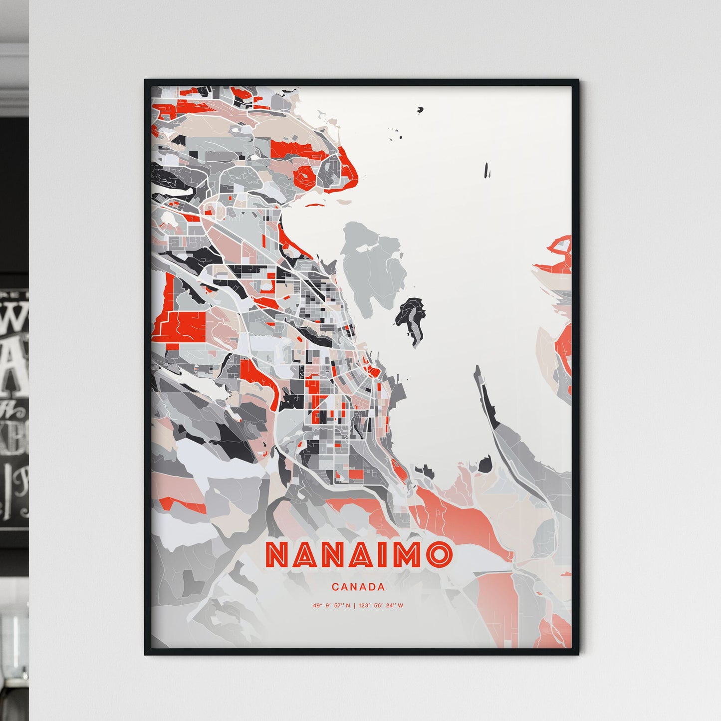 Colorful Nanaimo Canada Fine Art Map Modern Expressive