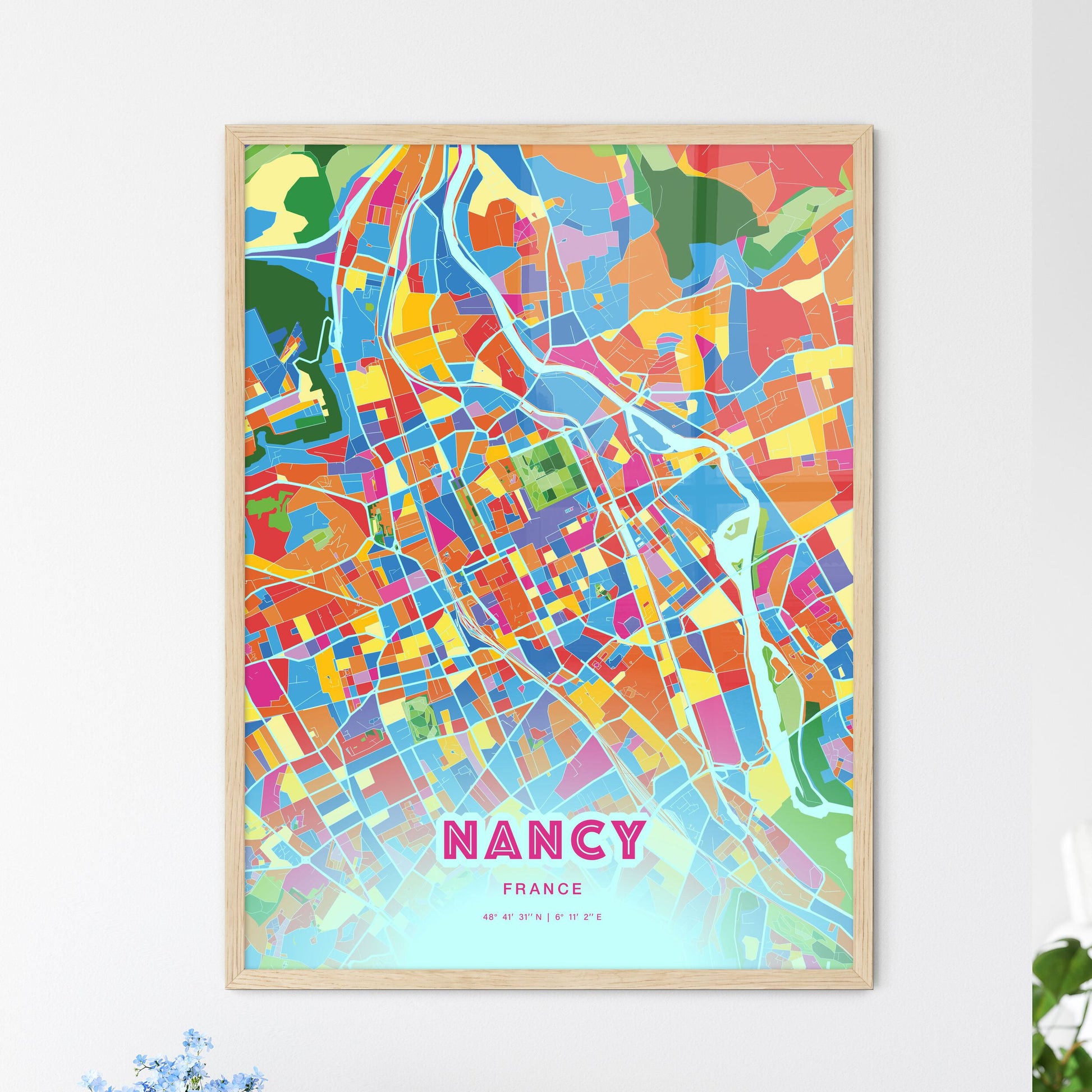 Colorful Nancy France Fine Art Map Crazy Colors