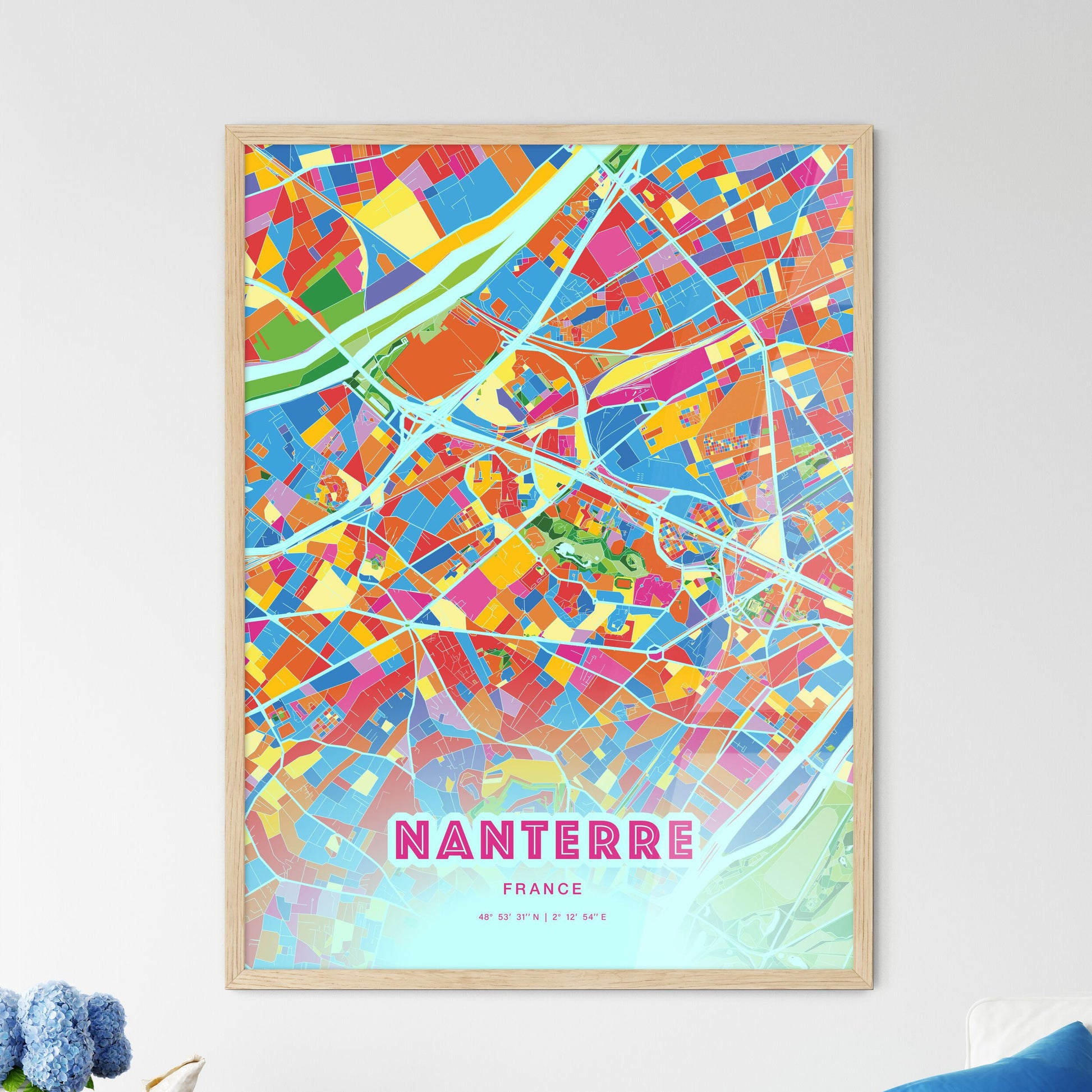 Colorful Nanterre France Fine Art Map Crazy Colors