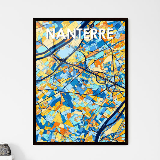 NANTERRE FRANCE Vibrant Colorful Art Map Poster Blue Orange